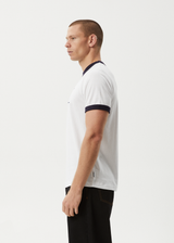 AFENDS Mens All Eyez - Ringer Tee - White / Deep Sea - Afends mens all eyez   ringer tee   white / deep sea