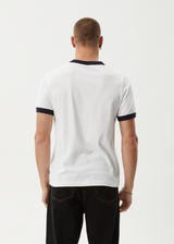 AFENDS Mens All Eyez - Ringer Tee - White / Deep Sea - Afends mens all eyez   ringer tee   white / deep sea