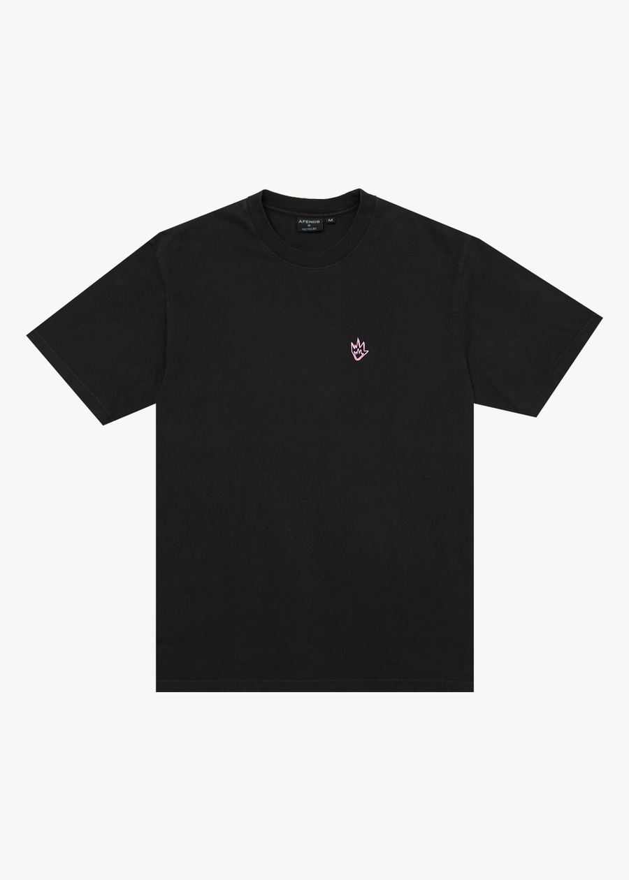 AFENDS Mens Kaleidodope - Retro Tee - Stone Black