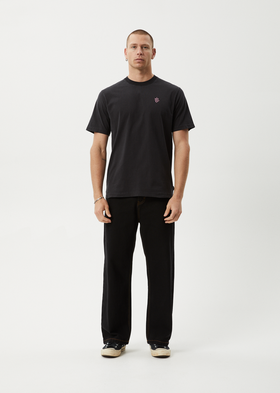 AFENDS Mens Kaleidodope - Retro Tee - Stone Black