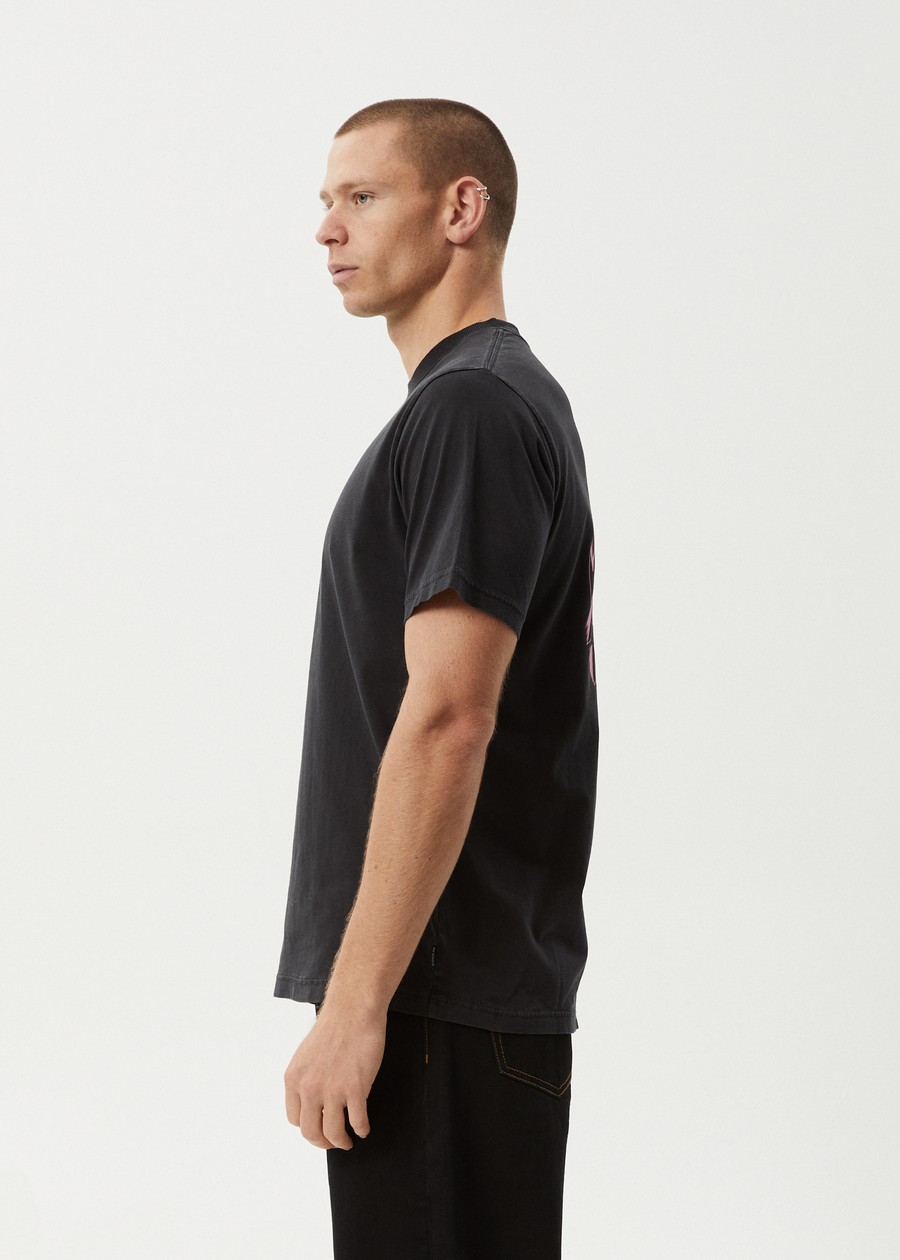 AFENDS Mens Kaleidodope - Retro Tee - Stone Black