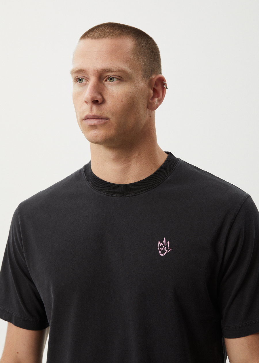 AFENDS Mens Kaleidodope - Retro Tee - Stone Black