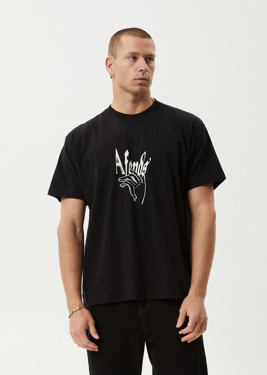 AFENDS Mens Magic Happens - Heavyweight Boxy Tee - Black