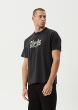 AFENDS Mens Sun Bite - Raglan Boxy Tee - Stone Black - Afends mens sun bite   raglan boxy tee   stone black