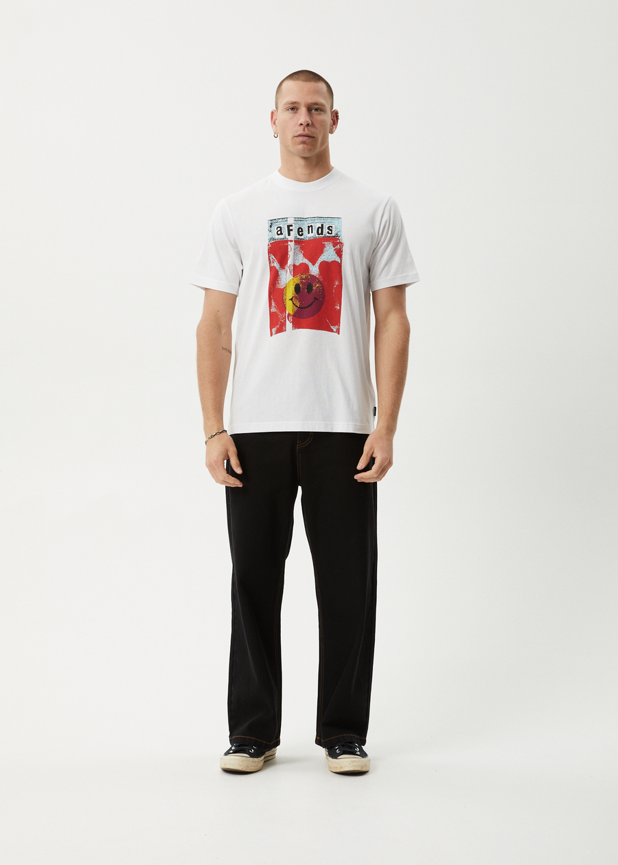 AFENDS Mens Dime Bag - Retro Tee - White