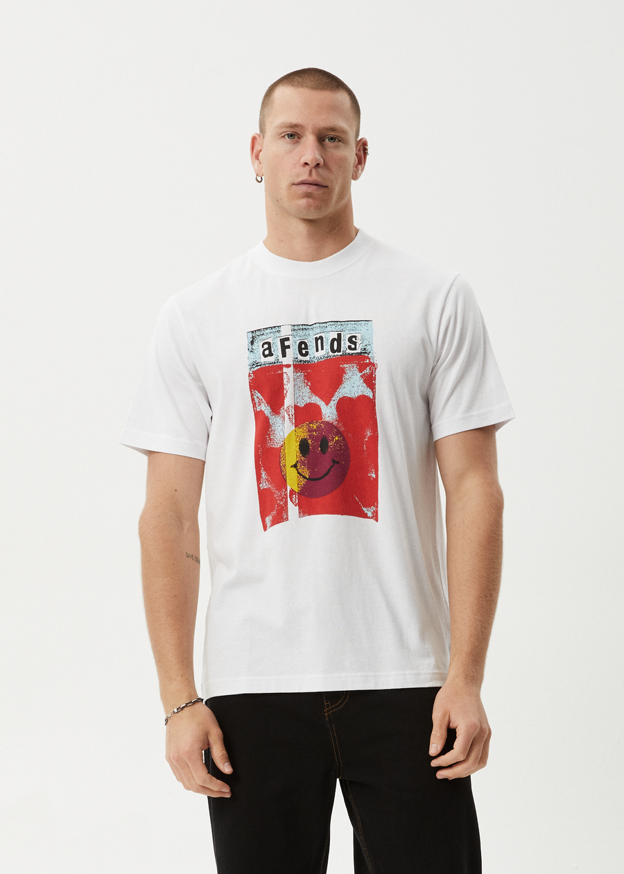 AFENDS Mens Dime Bag - Retro Tee - White