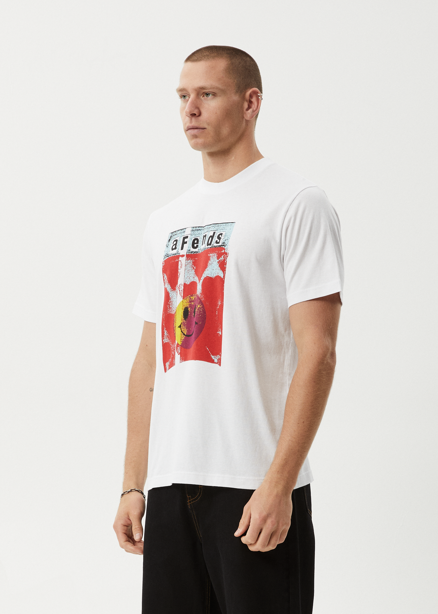 AFENDS Mens Dime Bag - Retro Tee - White
