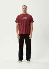 AFENDS Mens Mace Life - Boxy Tee - Washed Burgundy - Afends mens mace life   boxy tee   washed burgundy