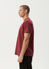 AFENDS Mens Mace Life - Boxy Tee - Washed Burgundy - Afends mens mace life   boxy tee   washed burgundy