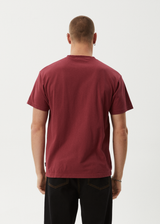 AFENDS Mens Mace Life - Boxy Tee - Washed Burgundy - Afends mens mace life   boxy tee   washed burgundy