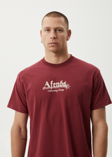 AFENDS Mens Mace Life - Boxy Tee - Washed Burgundy - Afends mens mace life   boxy tee   washed burgundy