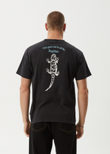 AFENDS Mens Reptilian - Heavyweight Boxy Tee - Stone Black - Afends mens reptilian   heavyweight boxy tee   stone black