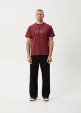 AFENDS Mens Mental - Boxy Tee - Washed Burgundy - Afends mens mental   boxy tee   washed burgundy