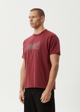 AFENDS Mens Mental - Boxy Tee - Washed Burgundy - Afends mens mental   boxy tee   washed burgundy