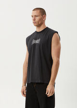 AFENDS Mens Mental - Sleeveless Tee - Stone Black - Afends mens mental   sleeveless tee   stone black