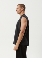 AFENDS Mens Mental - Sleeveless Tee - Stone Black - Afends mens mental   sleeveless tee   stone black