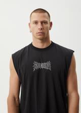 AFENDS Mens Mental - Sleeveless Tee - Stone Black - Afends mens mental   sleeveless tee   stone black