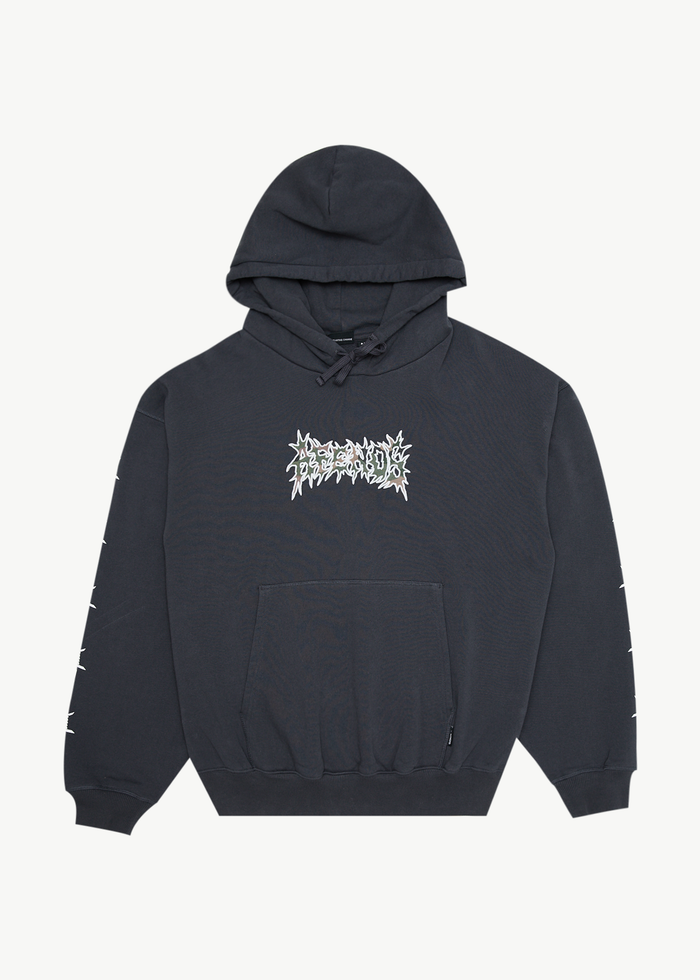 AFENDS Mens Hidden - Boxy Hoodie - Charcoal