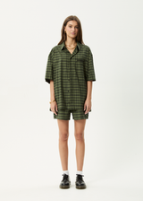 AFENDS Mens Ghost - Short Sleeve Shirt - Oil Green - Afends mens ghost   short sleeve shirt   oil green