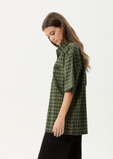 AFENDS Mens Ghost - Short Sleeve Shirt - Oil Green - Afends mens ghost   short sleeve shirt   oil green