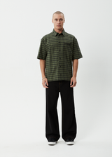 AFENDS Mens Ghost - Short Sleeve Shirt - Oil Green - Afends mens ghost   short sleeve shirt   oil green