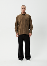 AFENDS Mens Welcome Back - Long Sleeve Shirt - Fossil - Afends mens welcome back   long sleeve shirt   fossil