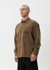 AFENDS Mens Welcome Back - Long Sleeve Shirt - Fossil - Afends mens welcome back   long sleeve shirt   fossil