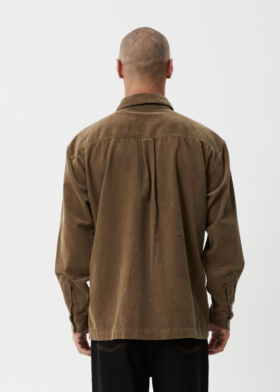 AFENDS Mens Welcome Back - Long Sleeve Shirt - Fossil