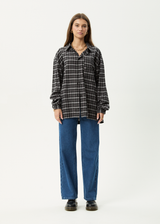 AFENDS Mens Darkness - Long Sleeve Shirt - Black Check - Afends mens darkness   long sleeve shirt   black check