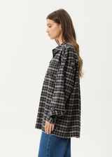 AFENDS Mens Darkness - Long Sleeve Shirt - Black Check - Afends mens darkness   long sleeve shirt   black check