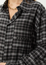 AFENDS Mens Darkness - Long Sleeve Shirt - Black Check - Afends mens darkness   long sleeve shirt   black check