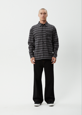 AFENDS Mens Darkness - Long Sleeve Shirt - Black Check - Afends mens darkness   long sleeve shirt   black check