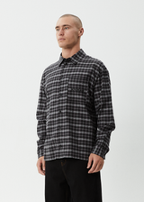 AFENDS Mens Darkness - Long Sleeve Shirt - Black Check - Afends mens darkness   long sleeve shirt   black check