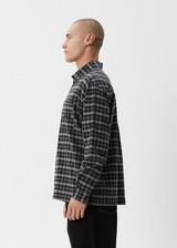 AFENDS Mens Darkness - Long Sleeve Shirt - Black Check - Afends mens darkness   long sleeve shirt   black check