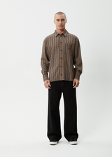AFENDS Mens Hometown - Long Sleeve Shirt - Coffee - Afends mens hometown   long sleeve shirt   coffee