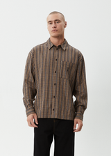 AFENDS Mens Hometown - Long Sleeve Shirt - Coffee - Afends mens hometown   long sleeve shirt   coffee