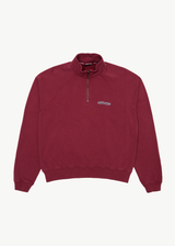 AFENDS Mens Quartz Zip - Raglan Quarter Zip Crew - Washed Burgundy - Afends mens quartz zip   raglan quarter zip crew   washed burgundy