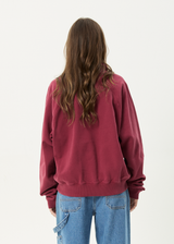 AFENDS Mens Quartz Zip - Raglan Quarter Zip Crew - Washed Burgundy - Afends mens quartz zip   raglan quarter zip crew   washed burgundy