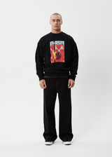 AFENDS Mens Dime Bag - Crew Neck Jumper - Black - Afends mens dime bag   crew neck jumper   black