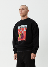 AFENDS Mens Dime Bag - Crew Neck Jumper - Black - Afends mens dime bag   crew neck jumper   black