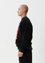 AFENDS Mens Dime Bag - Crew Neck Jumper - Black - Afends mens dime bag   crew neck jumper   black