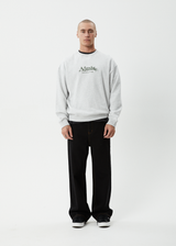 AFENDS Mens Mace - Crew Neck Jumper - Grey Marle - Afends mens mace   crew neck jumper   grey marle