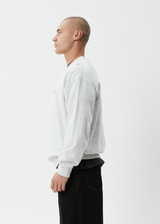 AFENDS Mens Mace - Crew Neck Jumper - Grey Marle - Afends mens mace   crew neck jumper   grey marle