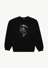 AFENDS Mens Surf Or Fly - Crew Neck Jumper - Black - Afends mens surf or fly   crew neck jumper   black