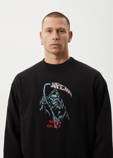 AFENDS Mens Surf Or Fly - Crew Neck Jumper - Black - Afends mens surf or fly   crew neck jumper   black