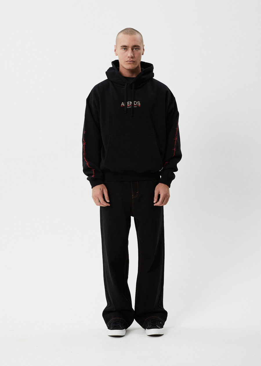 AFENDS Mens Wired - Boxy Hoodie - Black