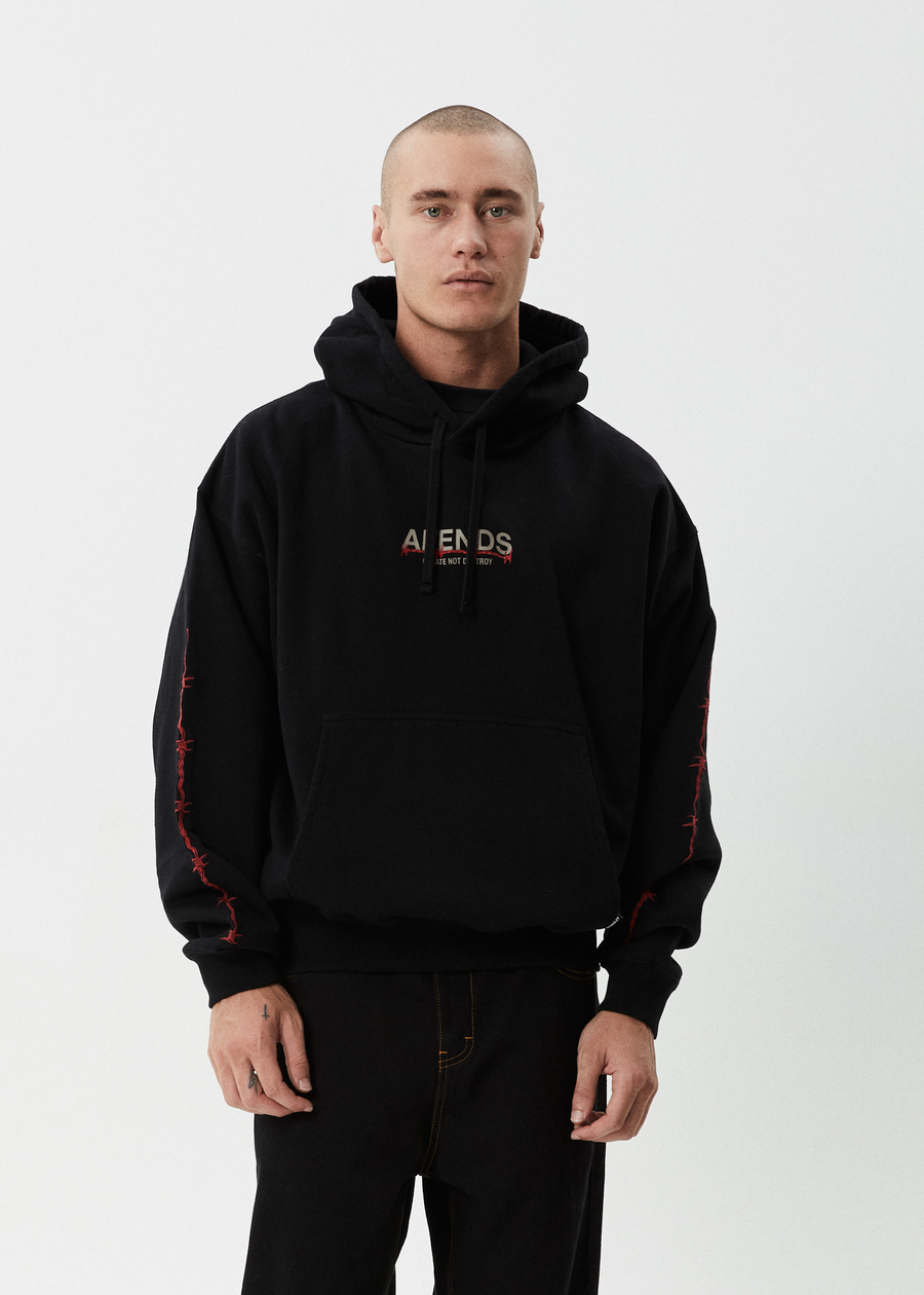 AFENDS Mens Wired - Boxy Hoodie - Black