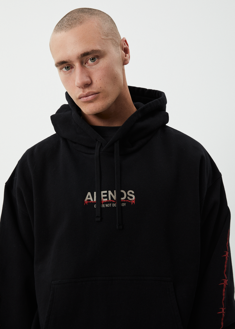 AFENDS Mens Wired - Boxy Hoodie - Black