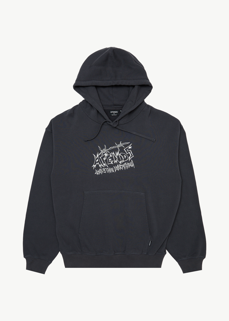 AFENDS Mens Moments - Boxy Hoodie - Charcoal
