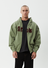 AFENDS Mens Sun Bite - Zip Hood - Oil Green - Afends mens sun bite   zip hood   oil green